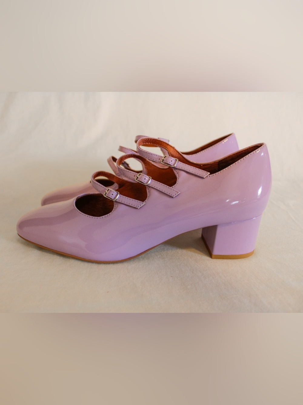 Intentionally Blank Women's Lilac Patent Mary Jane Block Heel Pumps New w/ Box - Picture 10 of 13